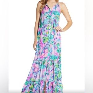 EUC Lilly Pulitzer Luliana Maxi Dress in Mermaid in the Shade Purple Size XS